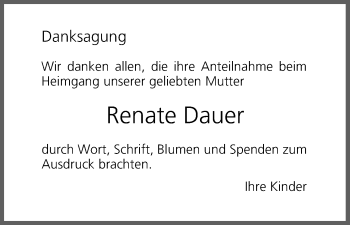 Anzeige von Renate Dauer von MGO