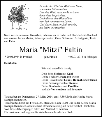 Anzeige von Maria Faltin von MGO