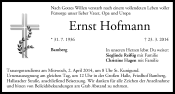 Anzeige von Ernst Hofmann von MGO