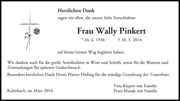 Anzeige von Wally Pinkert von MGO