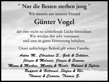 Anzeige von Günter Vogel von MGO