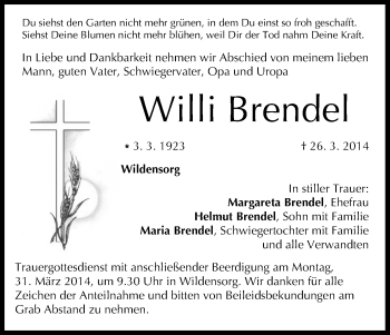 Anzeige von Willi Brendel von MGO