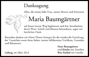 Anzeige von Maria Baumgärtner von MGO