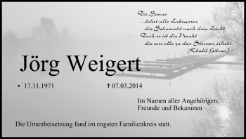 Anzeige von Jörg Weigert von MGO