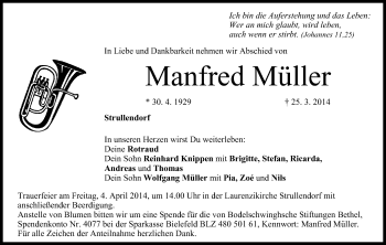 Anzeige von Manfred Müller von MGO