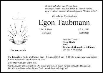 Anzeige von Egon Taubmann von MGO
