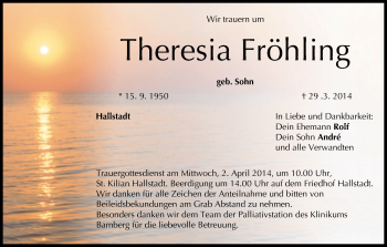 Anzeige von Theresia Fröhling von MGO