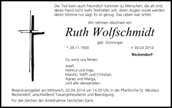 Anzeige von Ruth Wolfschmidt von MGO
