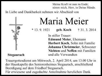 Anzeige von Maria Meier von MGO