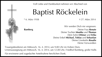 Anzeige von Baptist Röckelein von MGO