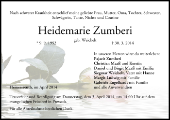 Anzeige von Heidemarie Zumberi von MGO