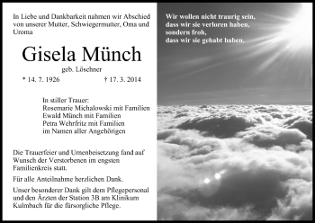 Anzeige von Gisela Münch von MGO