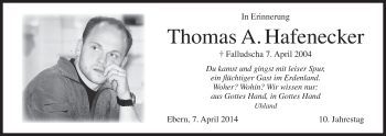 Anzeige von Thomas Hafenecker von MGO