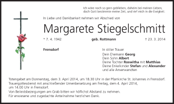 Anzeige von Margarete Stiegelschmitt von MGO