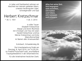 Anzeige von Herbert Kretzschmar von MGO