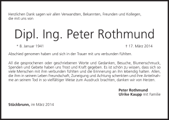 Anzeige von Peter Rothmund von MGO