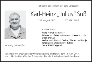 Anzeige von Karl-Heinz Süß von MGO