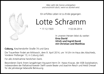 Anzeige von Lotte Schramm von MGO