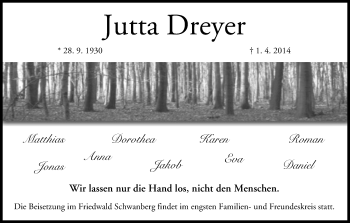 Anzeige von Jutta Dreyer von MGO