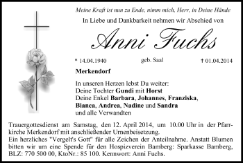 Anzeige von Anni Fuchs von MGO
