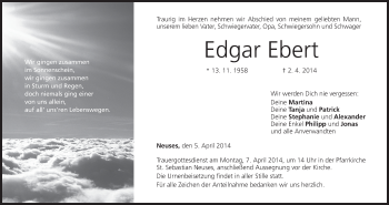 Anzeige von Edgar Ebert von MGO
