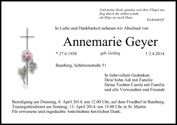 Anzeige von Annemarie Geyer von MGO