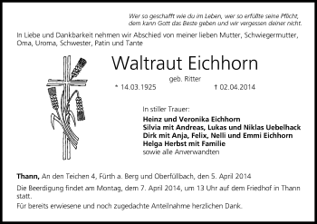 Anzeige von Waltraut Eichhorn von MGO