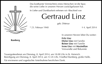 Anzeige von Gertraud Linz von MGO