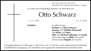 Anzeige von Otto Schwarz von MGO