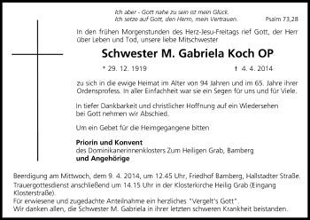 Anzeige von Gabriela Koch von MGO