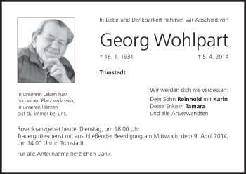 Anzeige von Georg Wohlpart von MGO