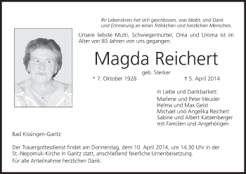 Anzeige von Magda Reichert von MGO