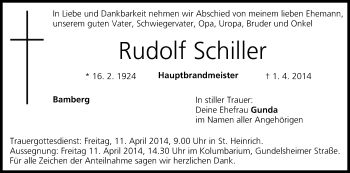 Anzeige von Rudolf Schiller von MGO