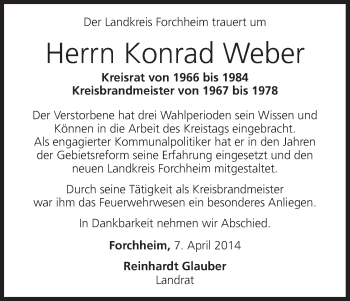 Anzeige von Konrad Weber von MGO