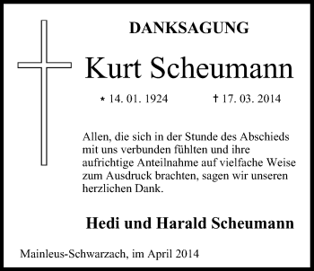 Anzeige von Kurt Scheumann von MGO