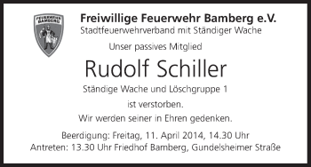 Anzeige von Rudolf Schiller von MGO