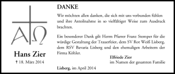 Anzeige von Hans Zier von MGO