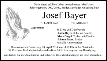 Anzeige von Josef Bayer von MGO