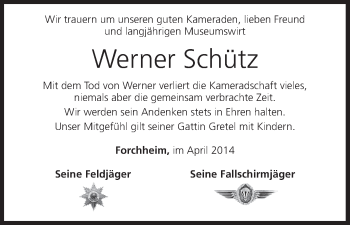 Anzeige von Werner Schütz von MGO