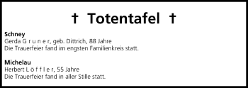Anzeige von Totentafel vom 10.04.20014 von MGO