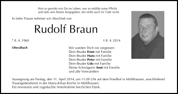 Anzeige von Rudolf Braun von MGO
