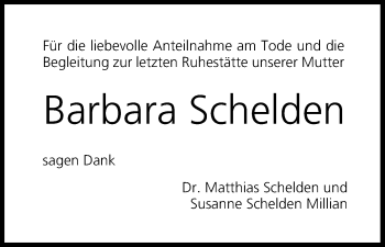 Anzeige von Barbara Schelden von MGO