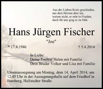 Anzeige von Hans Jürgen Fischer von MGO