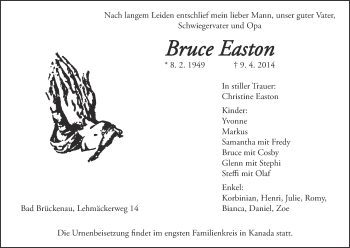 Anzeige von Bruce Easton von MGO