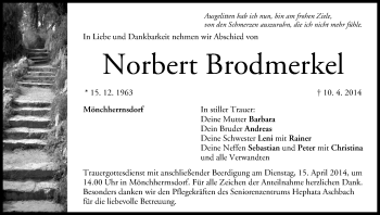 Anzeige von Norbert Brodmerkel von MGO