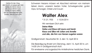 Anzeige von Walter Alex von MGO