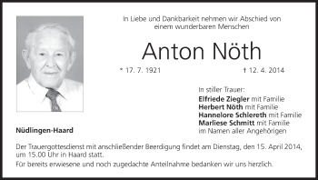 Anzeige von Anton Nöth von MGO