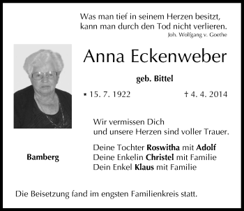 Anzeige von Anna Eckenweber von MGO
