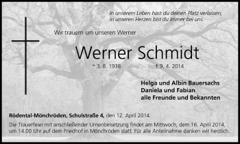 Anzeige von Werner Schmidt von MGO