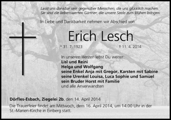 Anzeige von Erich Lesch von MGO